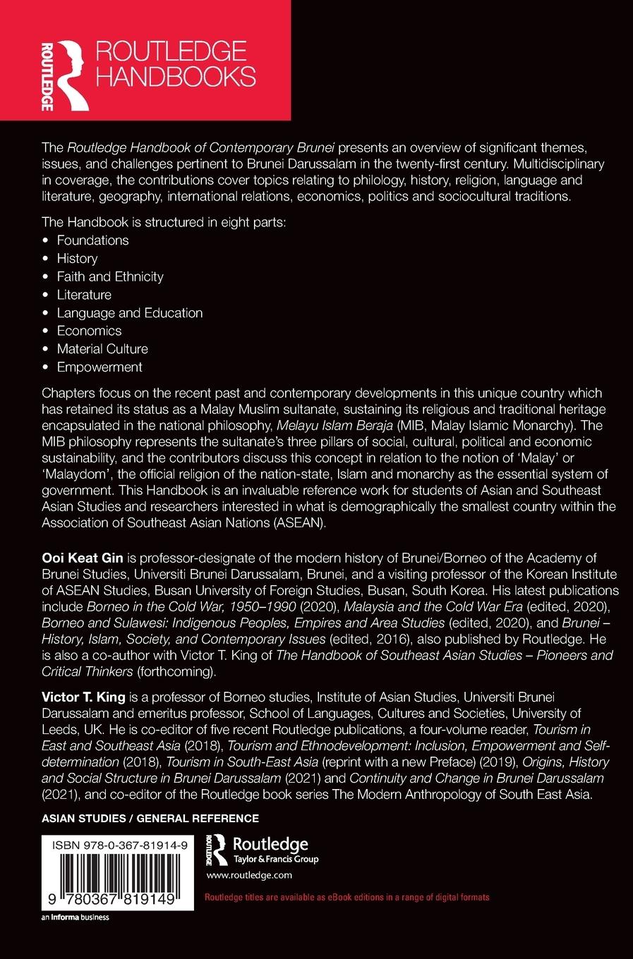 Rückseitencover Routledge Handbook of Contemporary Brunei