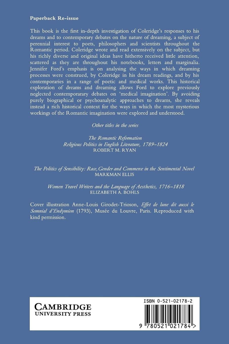 Rückseitencover Coleridge on Dreaming