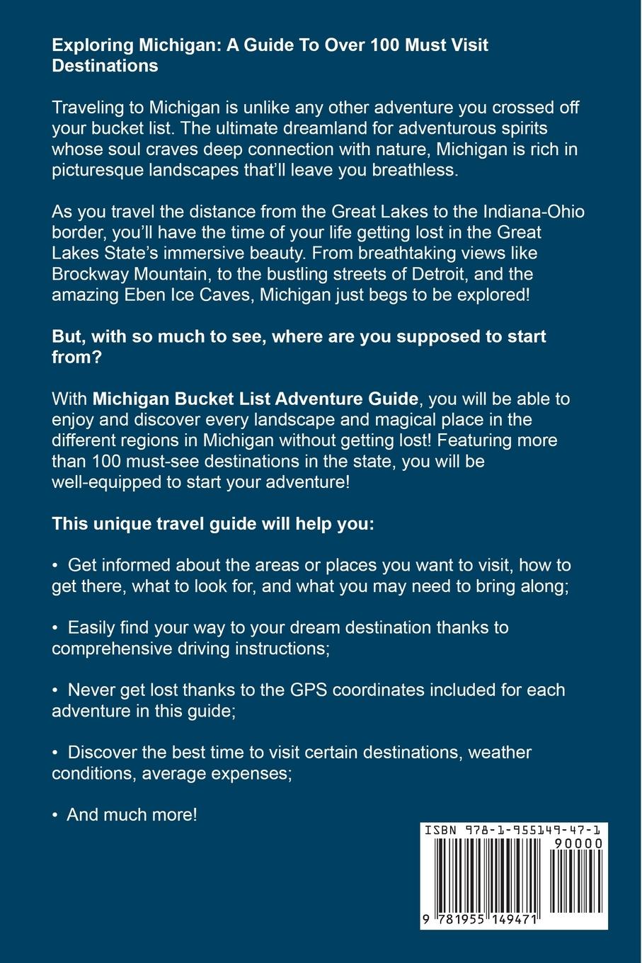 Rückseitencover Michigan Bucket List Adventure Guide
