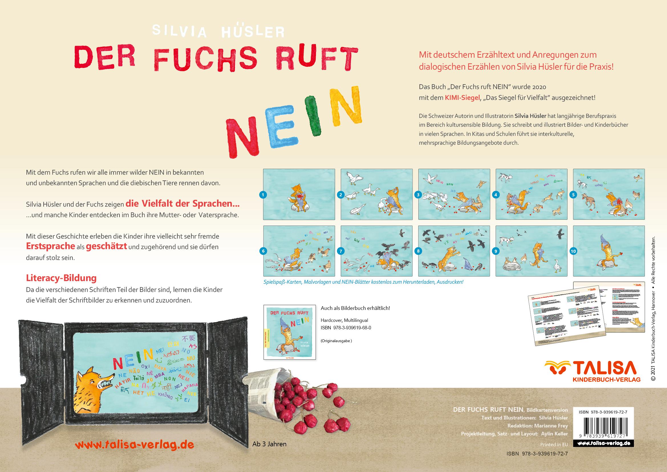 Rückseitencover Der Fuchs ruft NEIN - Bildkartenversion (A3, Multilingual)