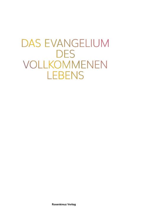 Vorderes Coverbild Das Evangelium des vollkommenen Lebens