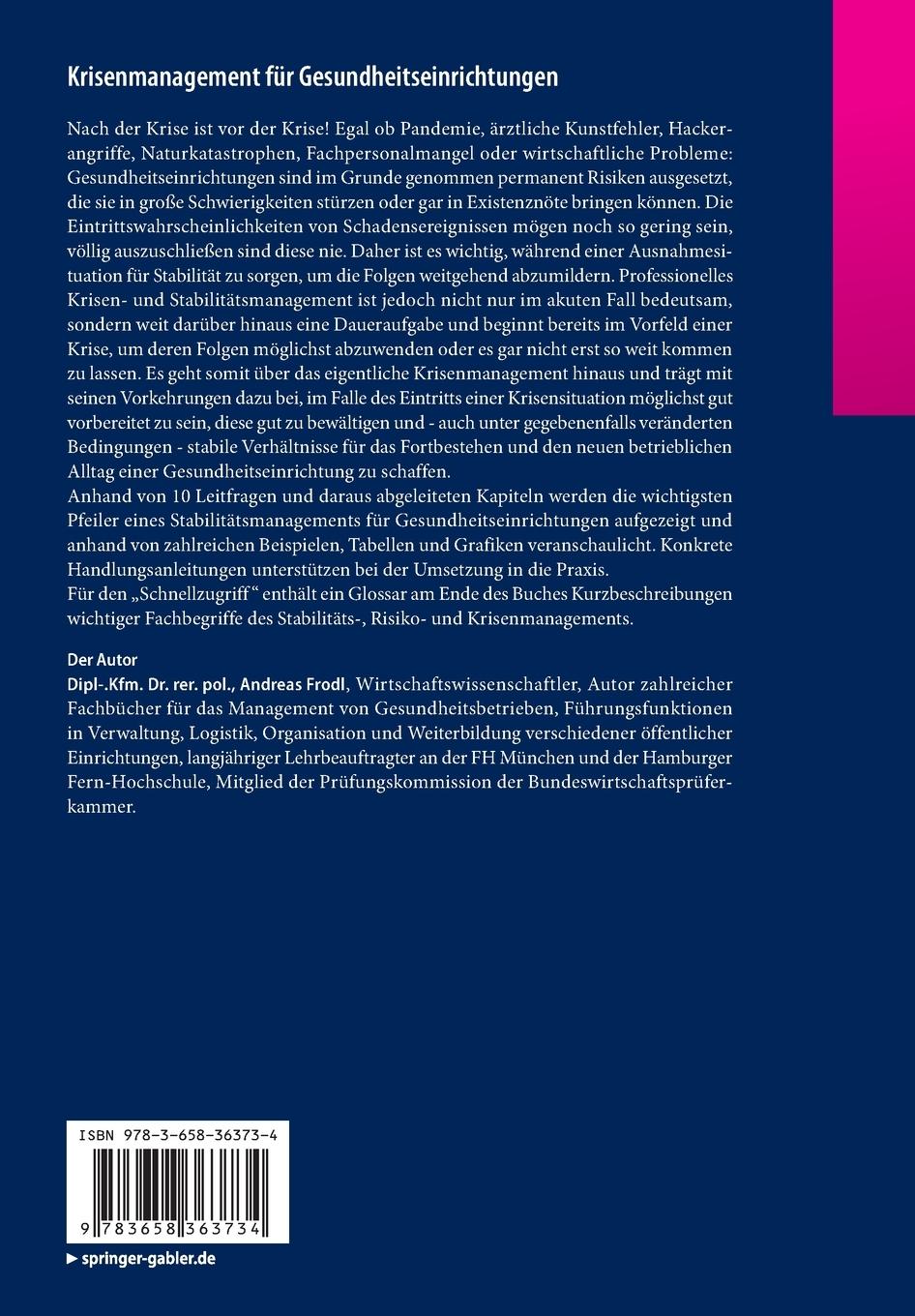 Rückseitencover Krisenmanagement für Gesundheitseinrichtungen