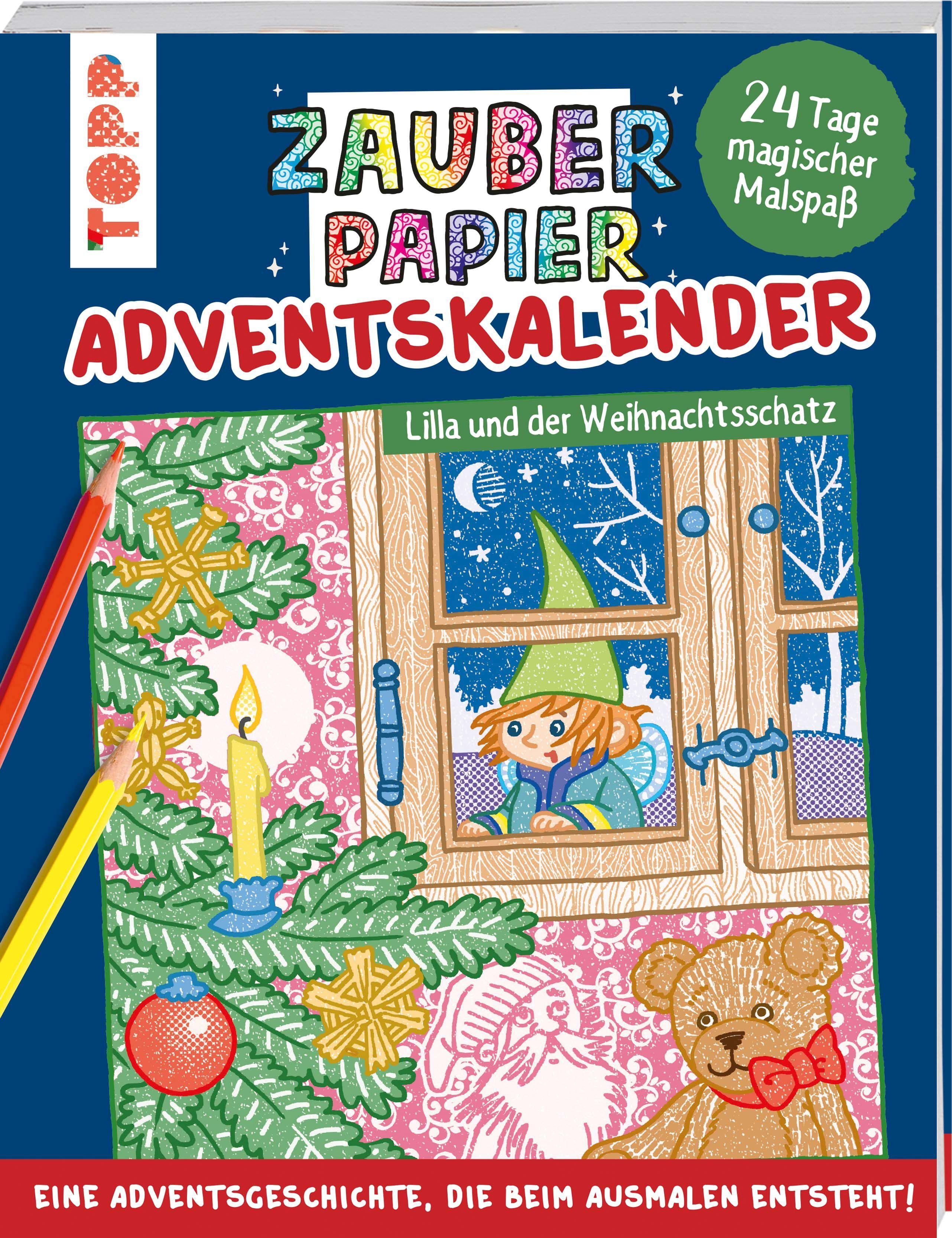 Vorderes Coverbild Zauberpapier Adventskalender - Lilla und der Weihnachtsschatz