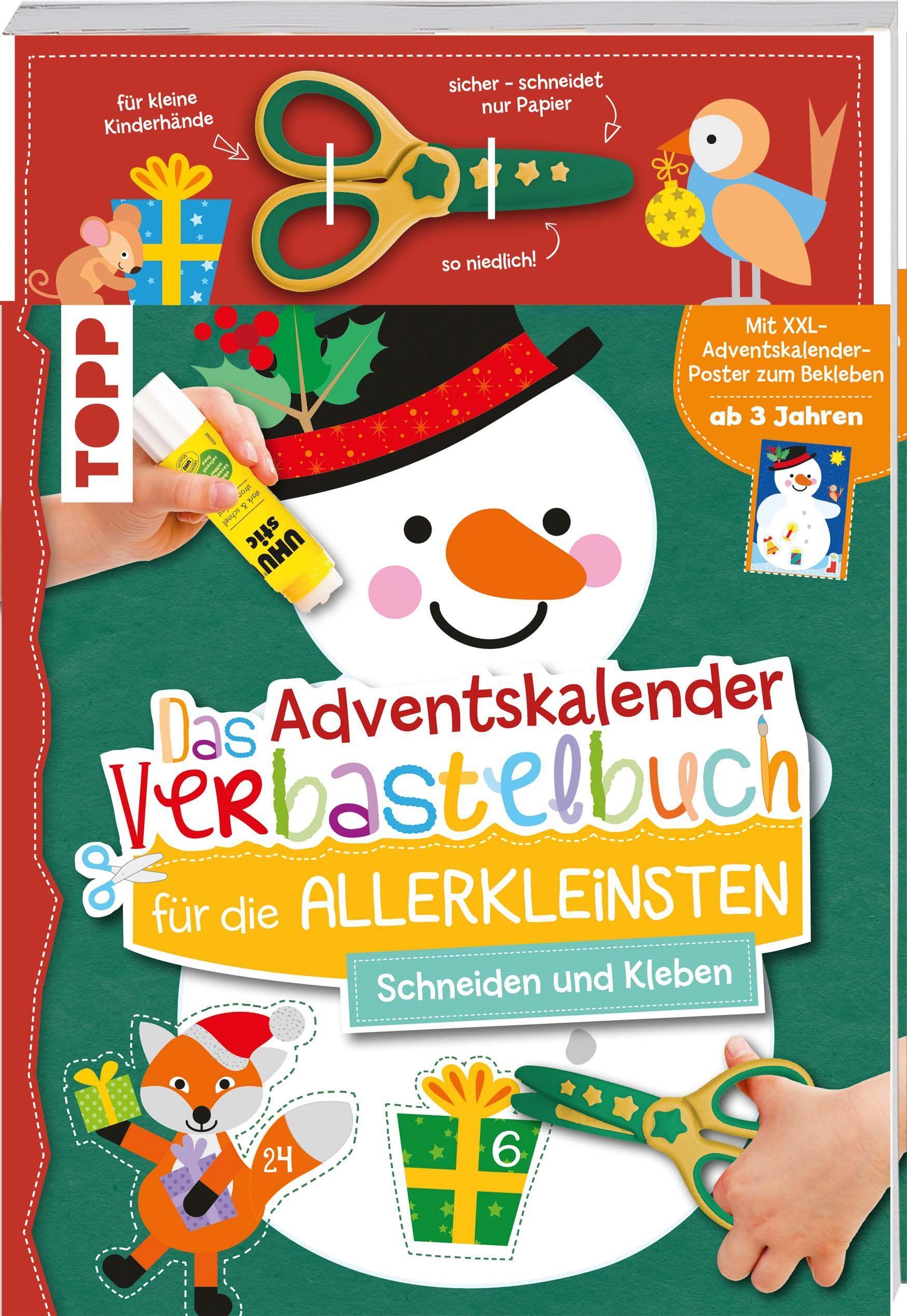 Vorderes Coverbild Das Adventskalender-Verbastelbuch für die Allerkleinsten. Schneiden und Kleben. Schneemann. Mit Schere