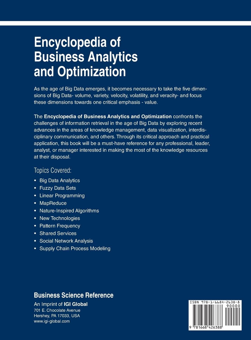 Rückseitencover Encyclopedia of Business Analytics and Optimization Vol 4