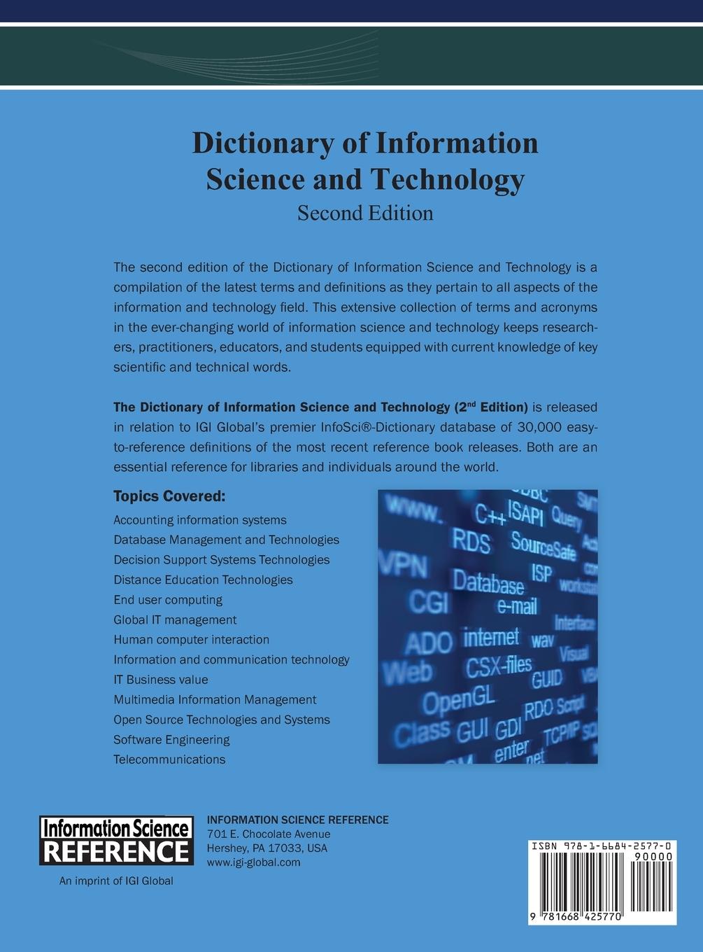 Rückseitencover Dictionary of Information Science and Technology (2nd Edition) Vol 1