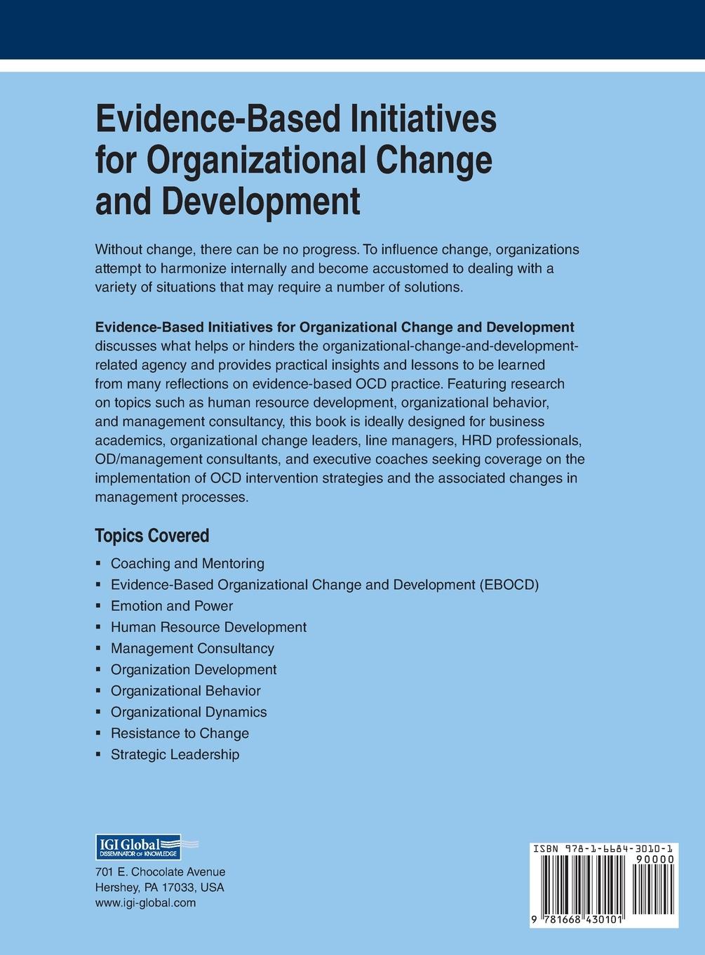 Rückseitencover Evidence-Based Initiatives for Organizational Change and Development, VOL 1