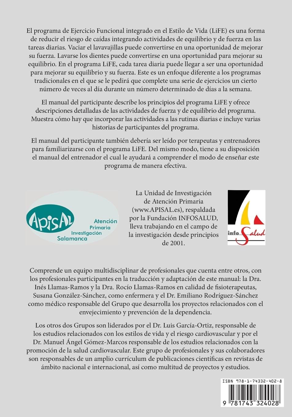 Rückseitencover Programa de Ejercicio Funcional integrado en el Estilo de Vida (LiFE) para prevenir caídas - Manual del participante