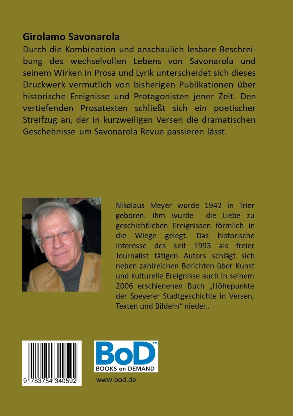 Rückseitencover Girolamo Savonarola