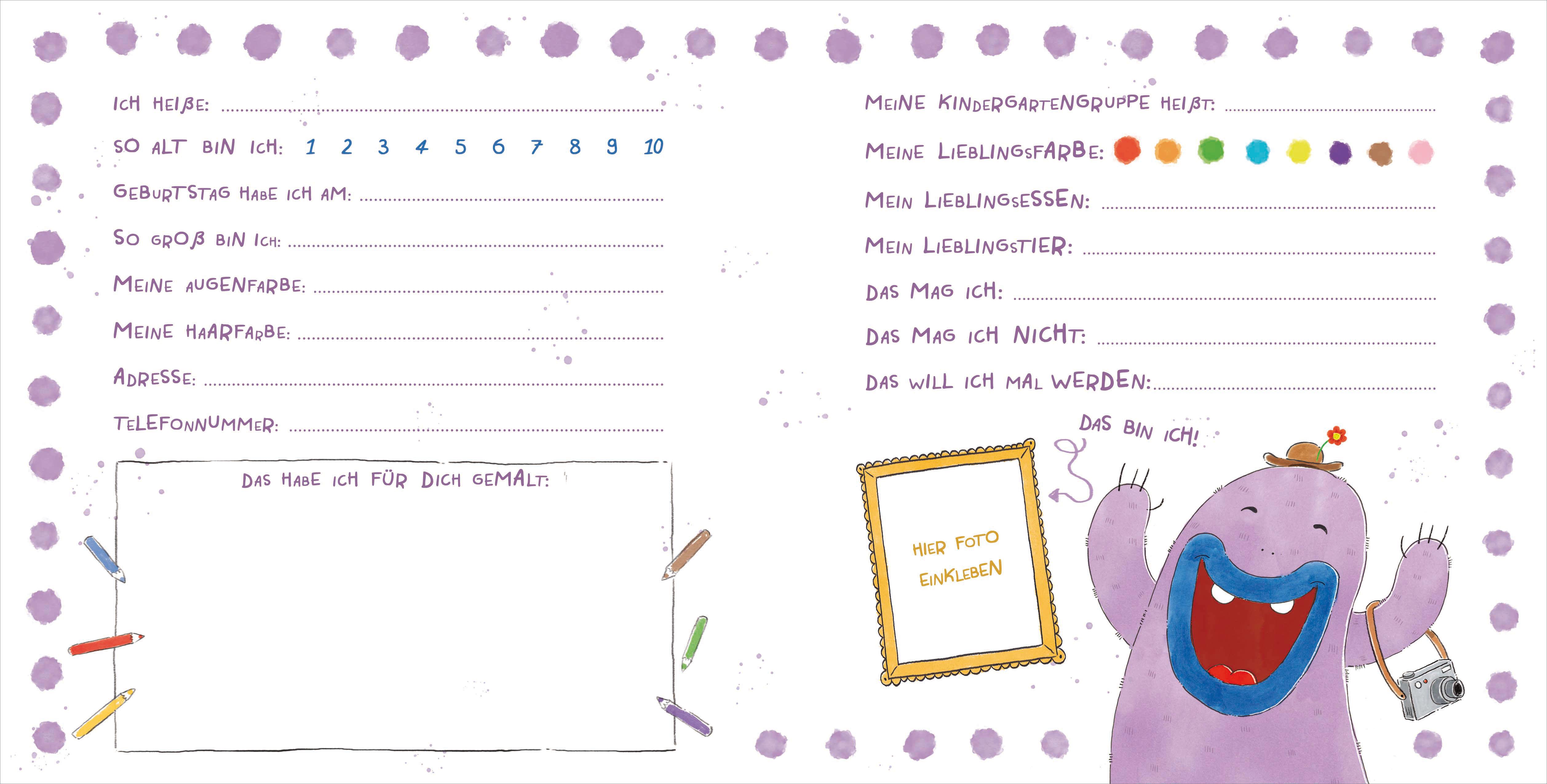 Beispielinhalt (Bild) Schüttel den Apfelbaum - Meine Kindergartenfreunde. Eintragbuch für Kinder ab 3 Jahren