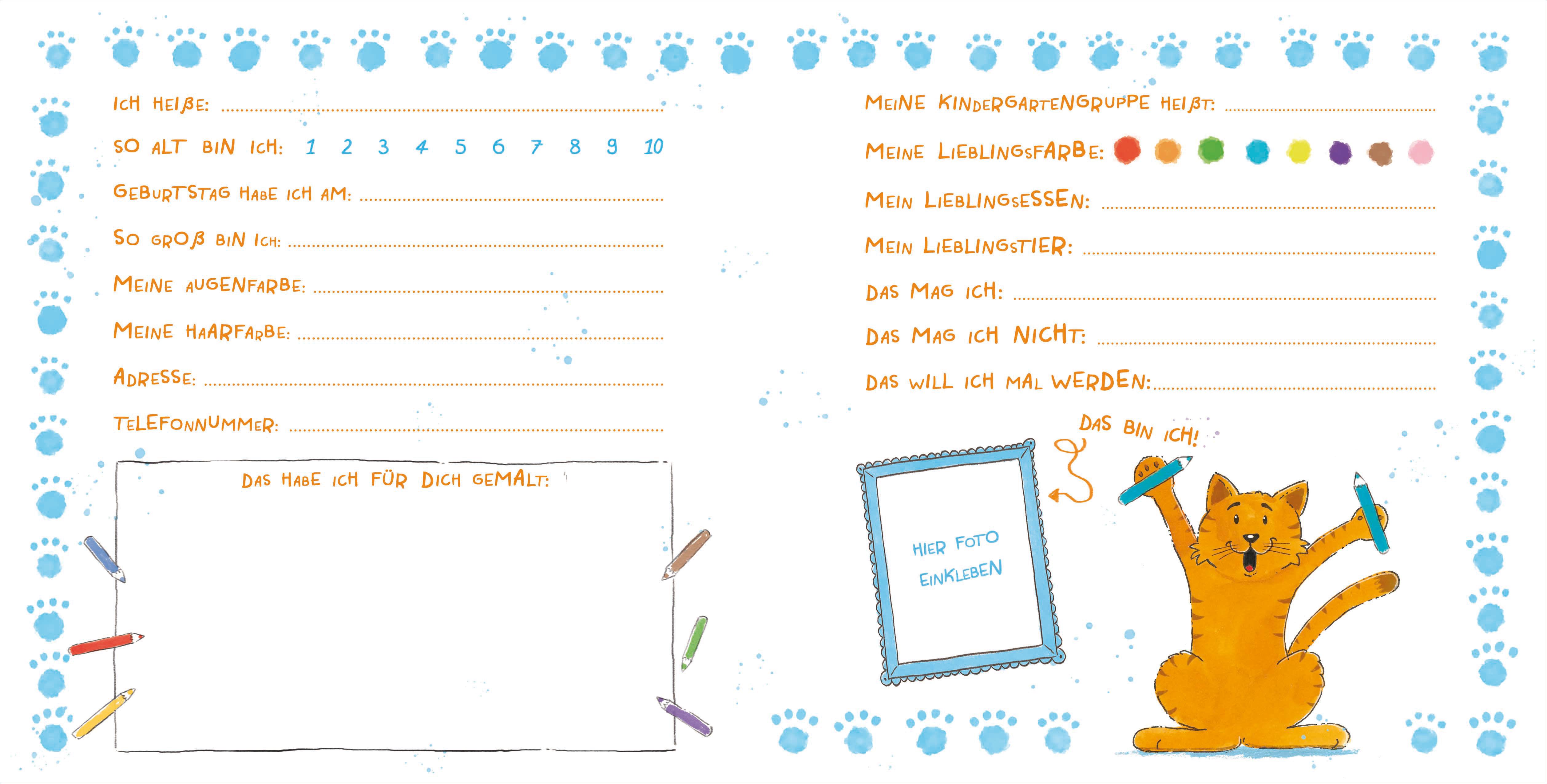 Beispielinhalt (Bild) Schüttel den Apfelbaum - Meine Kindergartenfreunde. Eintragbuch für Kinder ab 3 Jahren
