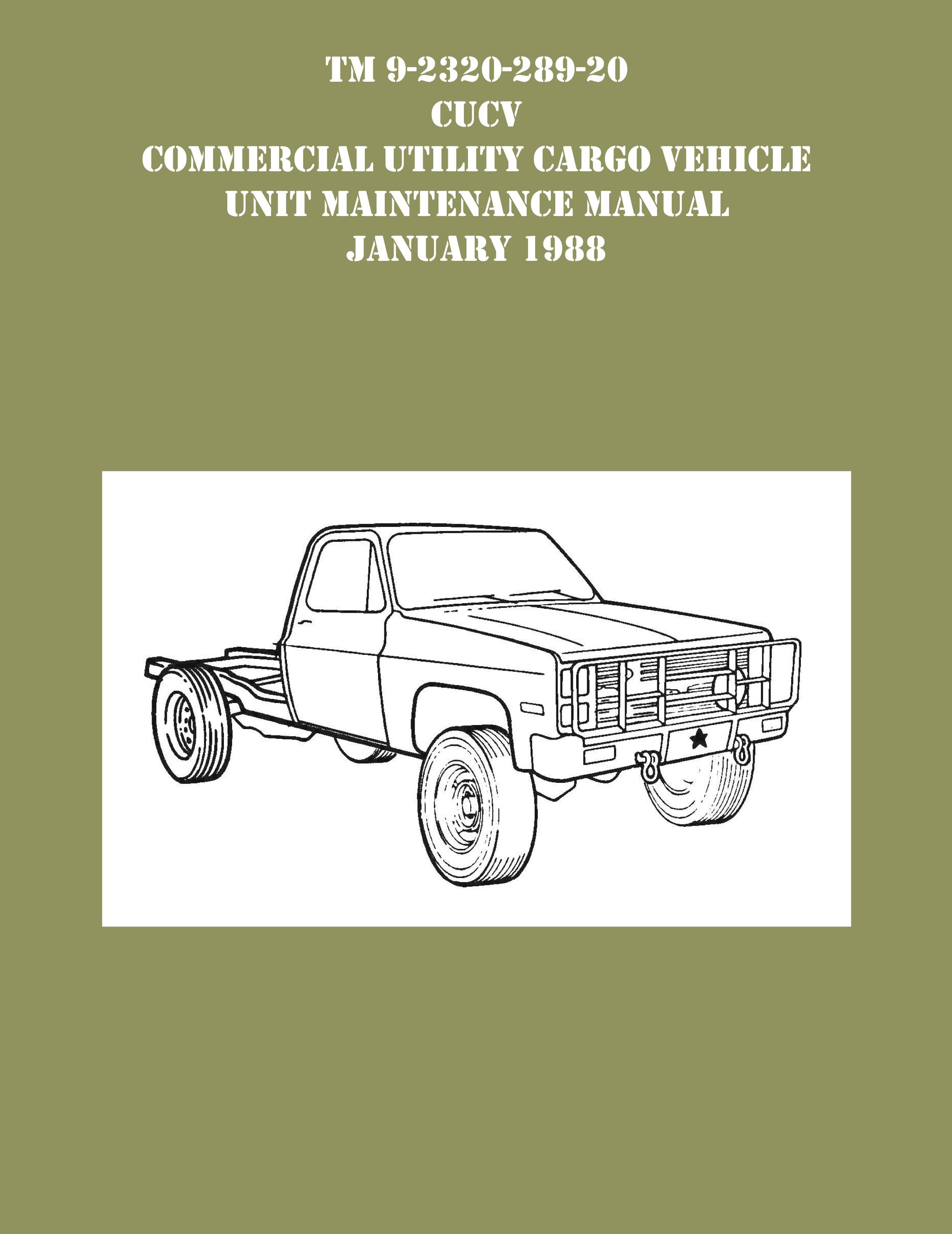Vorderes Coverbild TM 9-230-289-20 CUCV Commercial Utility Cargo Vehicle Unit Maintenance Manual January 1988