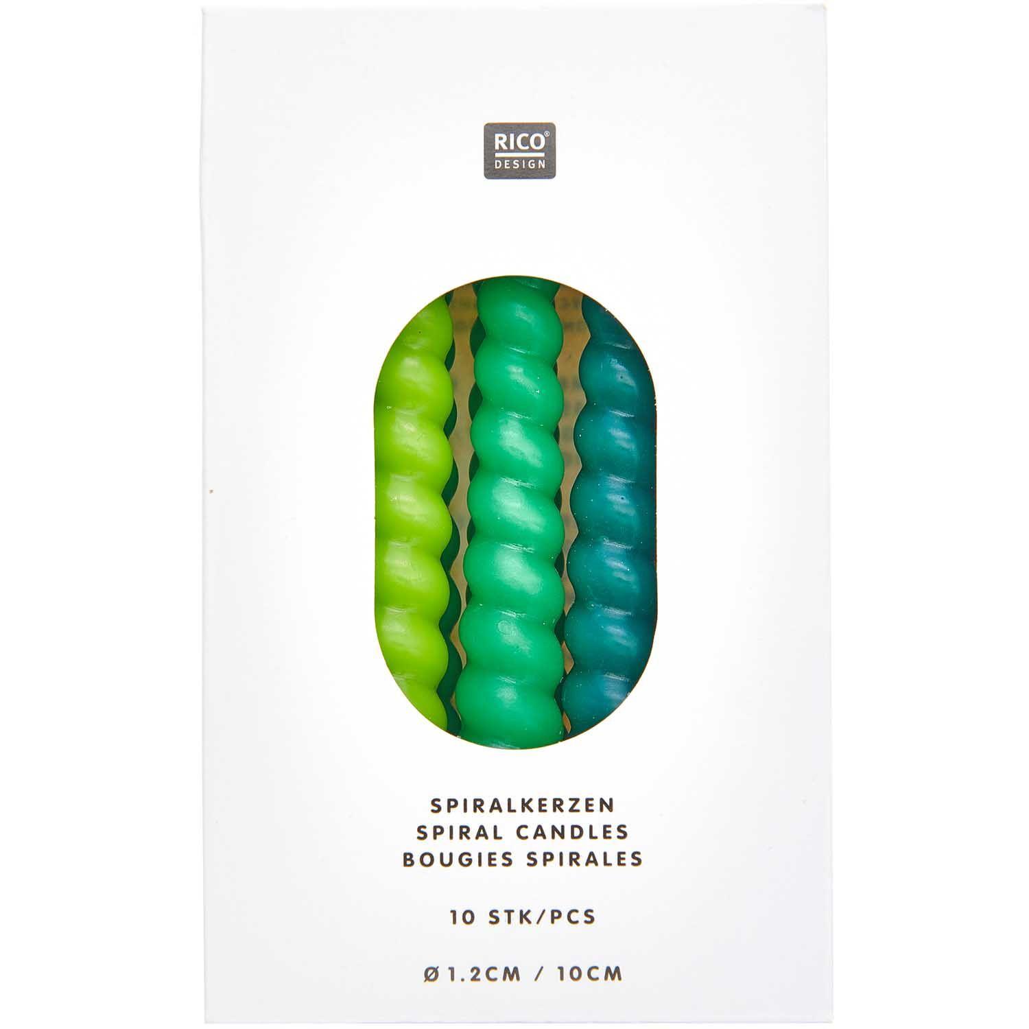 Vorderes Coverbild Spiralkerzen, Grün Mix, 10 Stk, Ø 1,2 cm x 10 cm hoch
