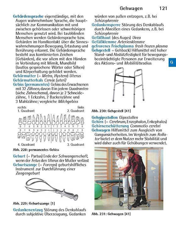 Beispielinhalt (Bild) Wörterbuch Pflege pocket : Medizinischer Grundwortschatz und Fachwörterlexikon für Pflegeberufe