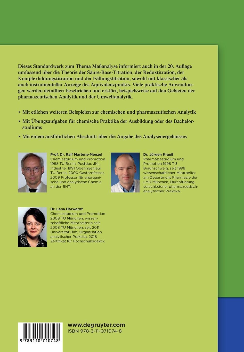 Rückseitencover Maßanalyse