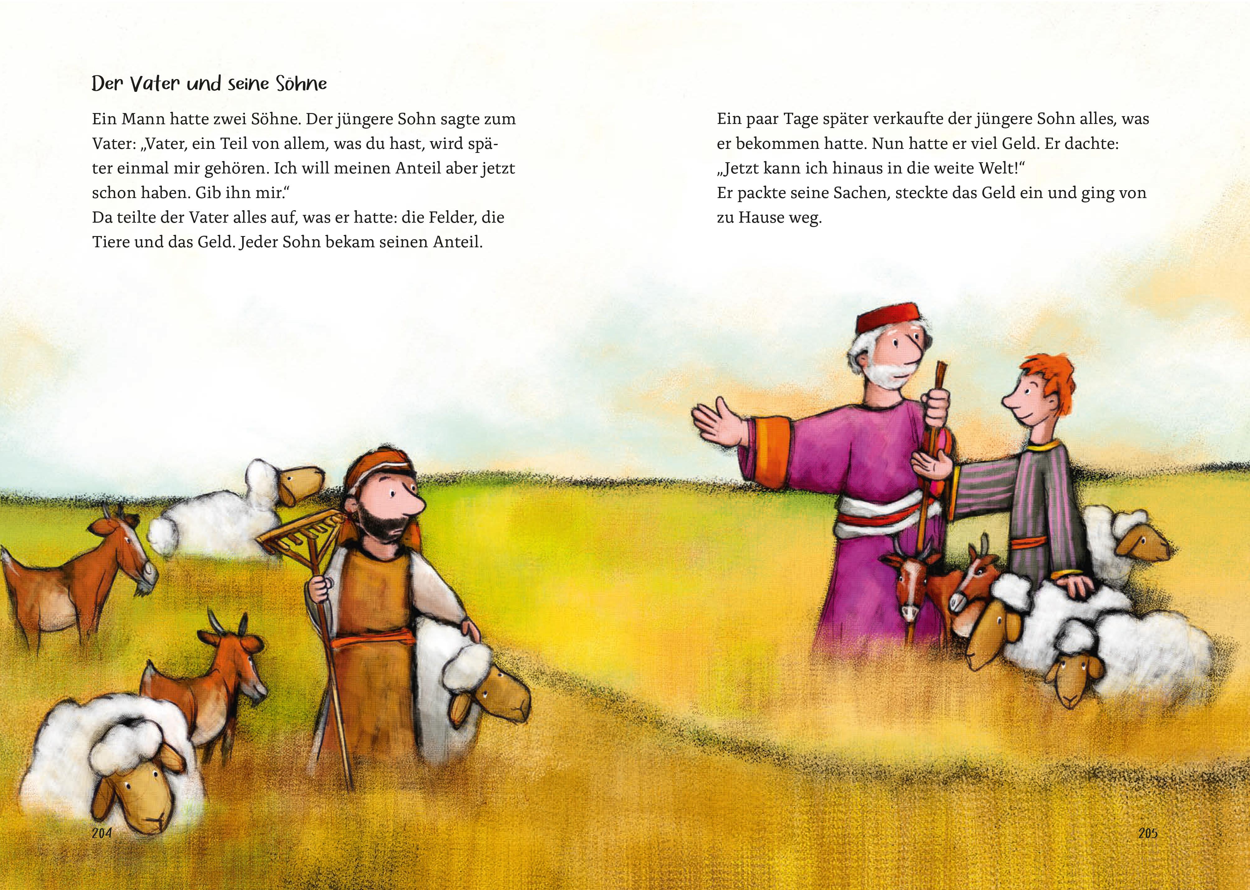 Beispielinhalt (Bild) Die große Kinderbibel für alle. Die bekanntesten Geschichten aus der Bibel für Kinder erzählt. Originell & farbenfroh illustriert. Ab 6 Jahren oder zum Vorlesen in der Familie, Kita & Grundschule