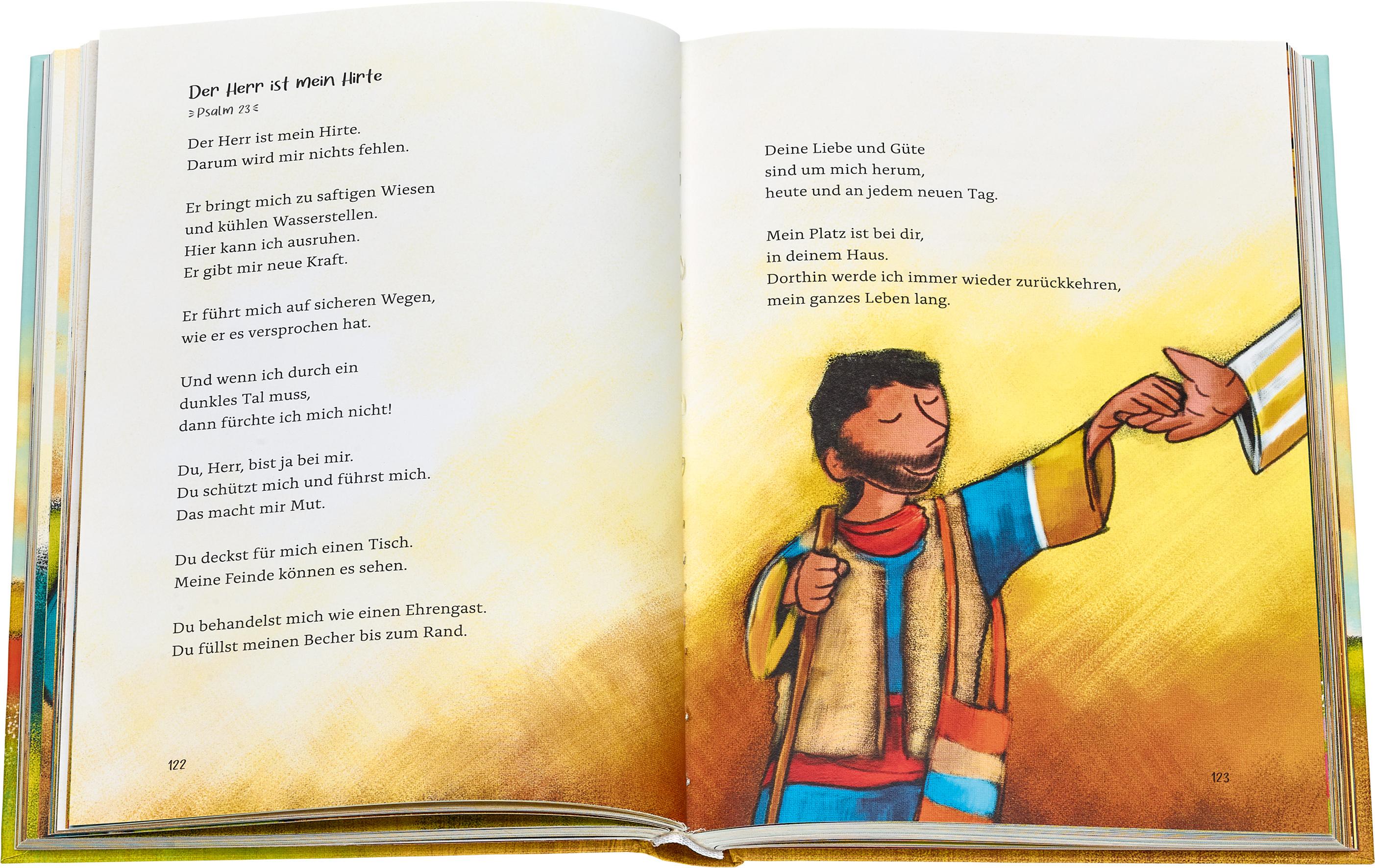 Beispielinhalt (Bild) Die große Kinderbibel für alle. Die bekanntesten Geschichten aus der Bibel für Kinder erzählt. Originell & farbenfroh illustriert. Ab 6 Jahren oder zum Vorlesen in der Familie, Kita & Grundschule