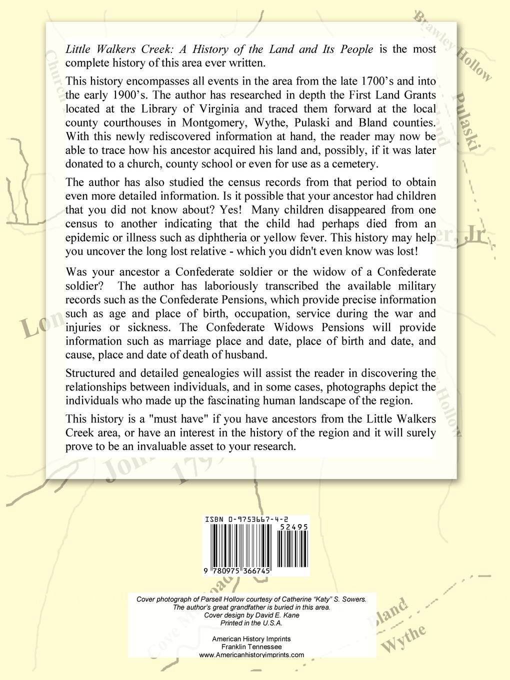 Rückseitencover Little Walkers Creek - A History of the Land and Its People