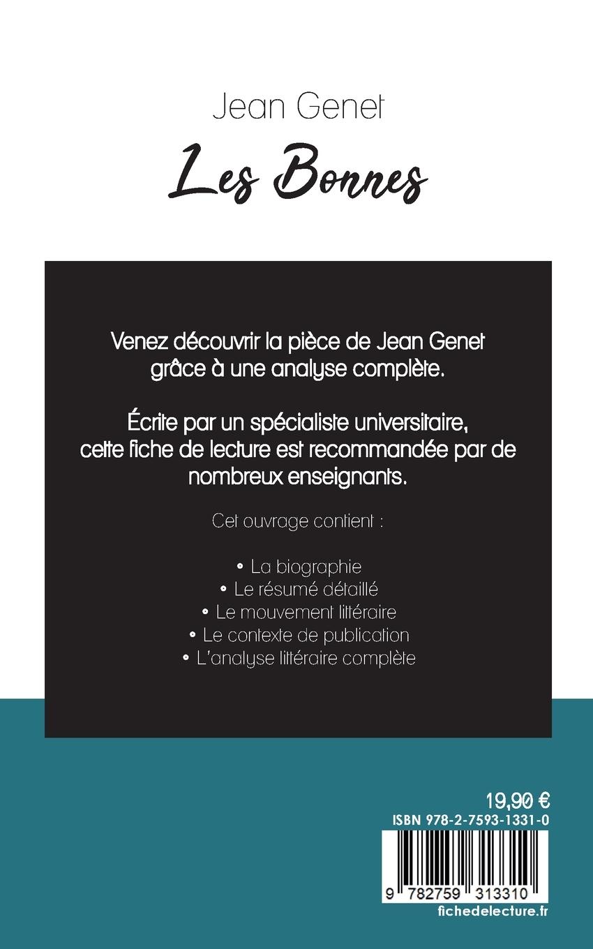 Rückseitencover Les Bonnes de Jean Genet (fiche de lecture et analyse complète de l'oeuvre)