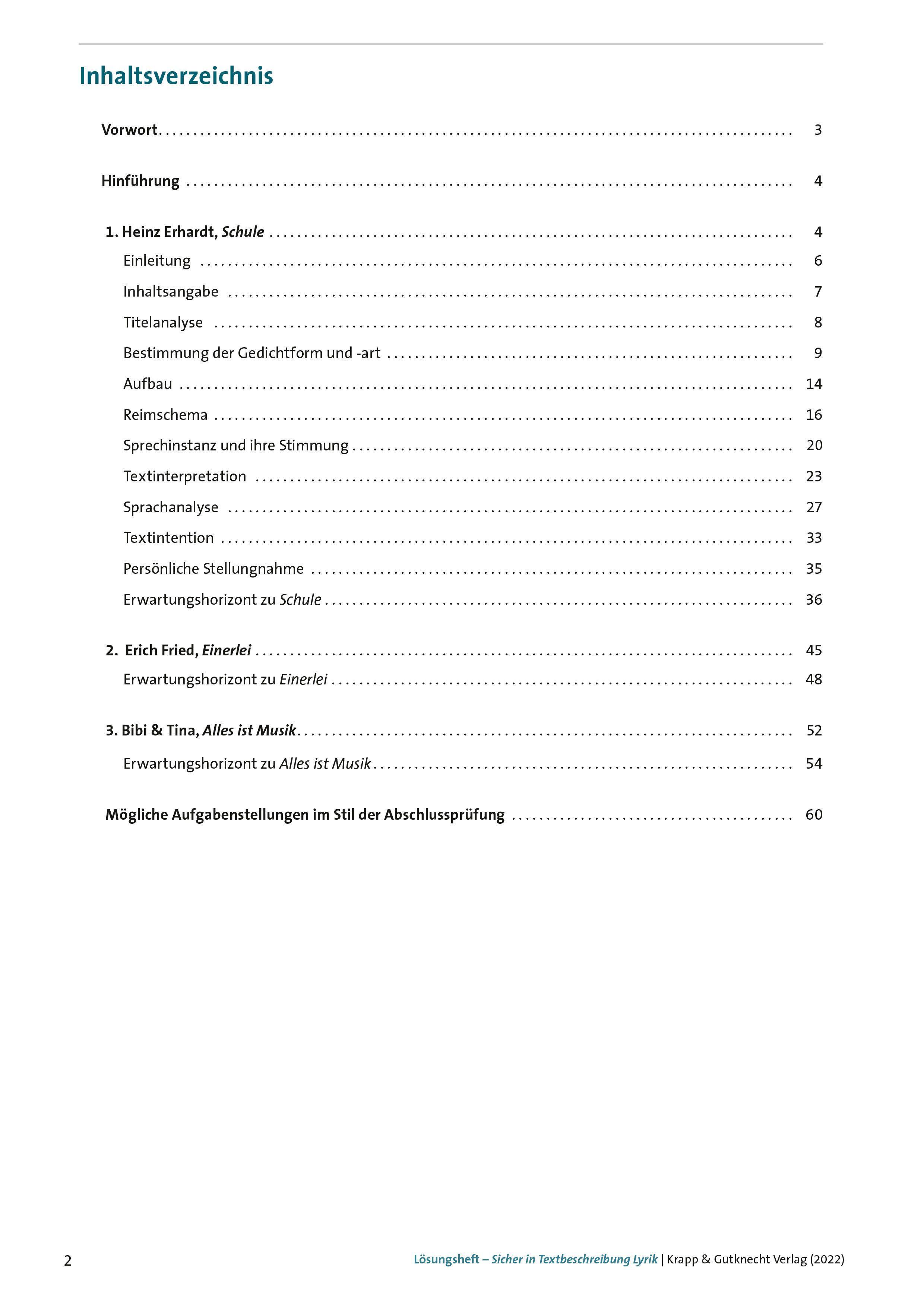 Beispielinhalt (Bild) Sicher in Textbeschreibung Lyrik - Baden-Württemberg - Trainingsheft. Prüfungsvorbereitung Realschule Klasse 9 und 10