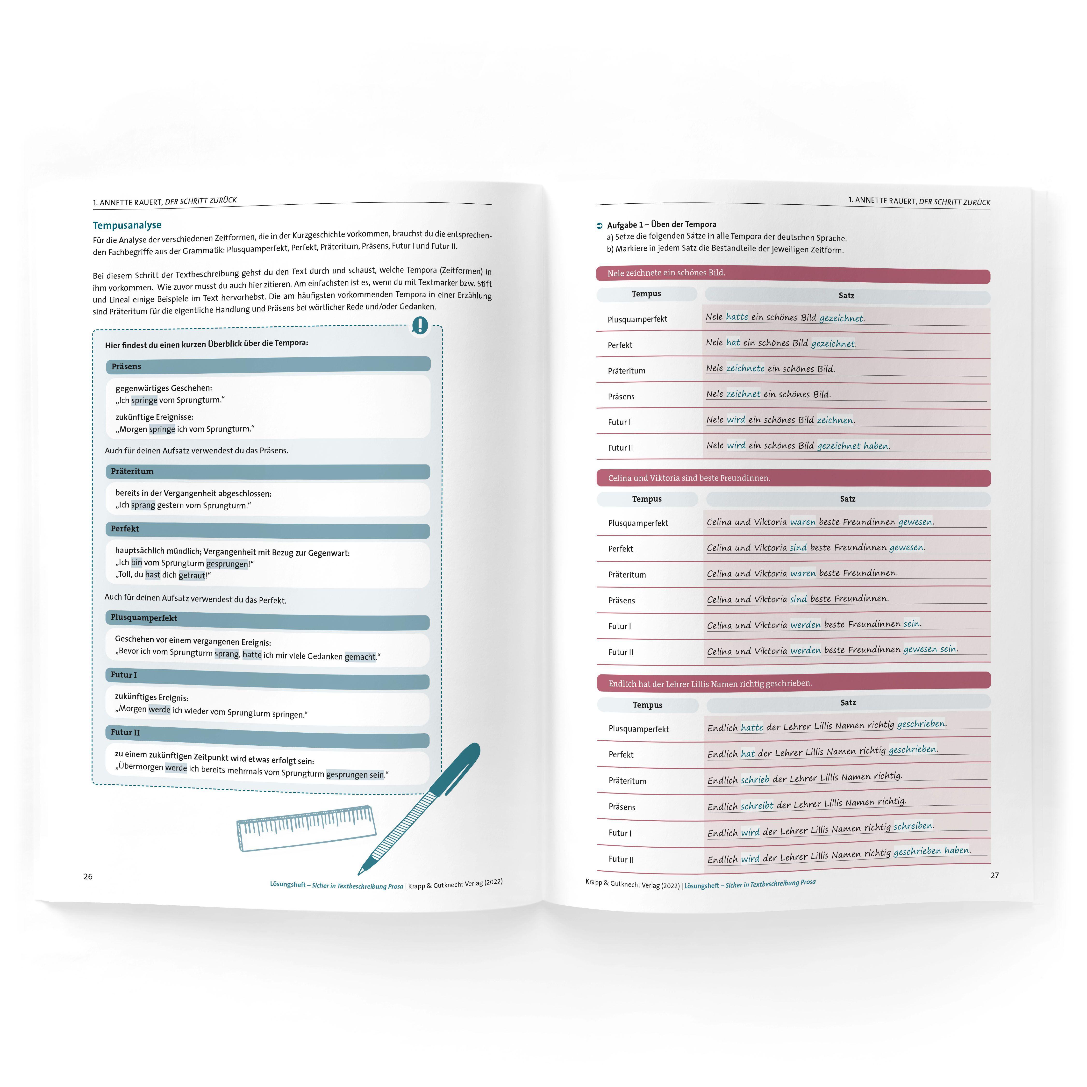 Beispielinhalt (Bild) Sicher in Textbeschreibung Prosa - Baden-Württemberg - Trainingsheft