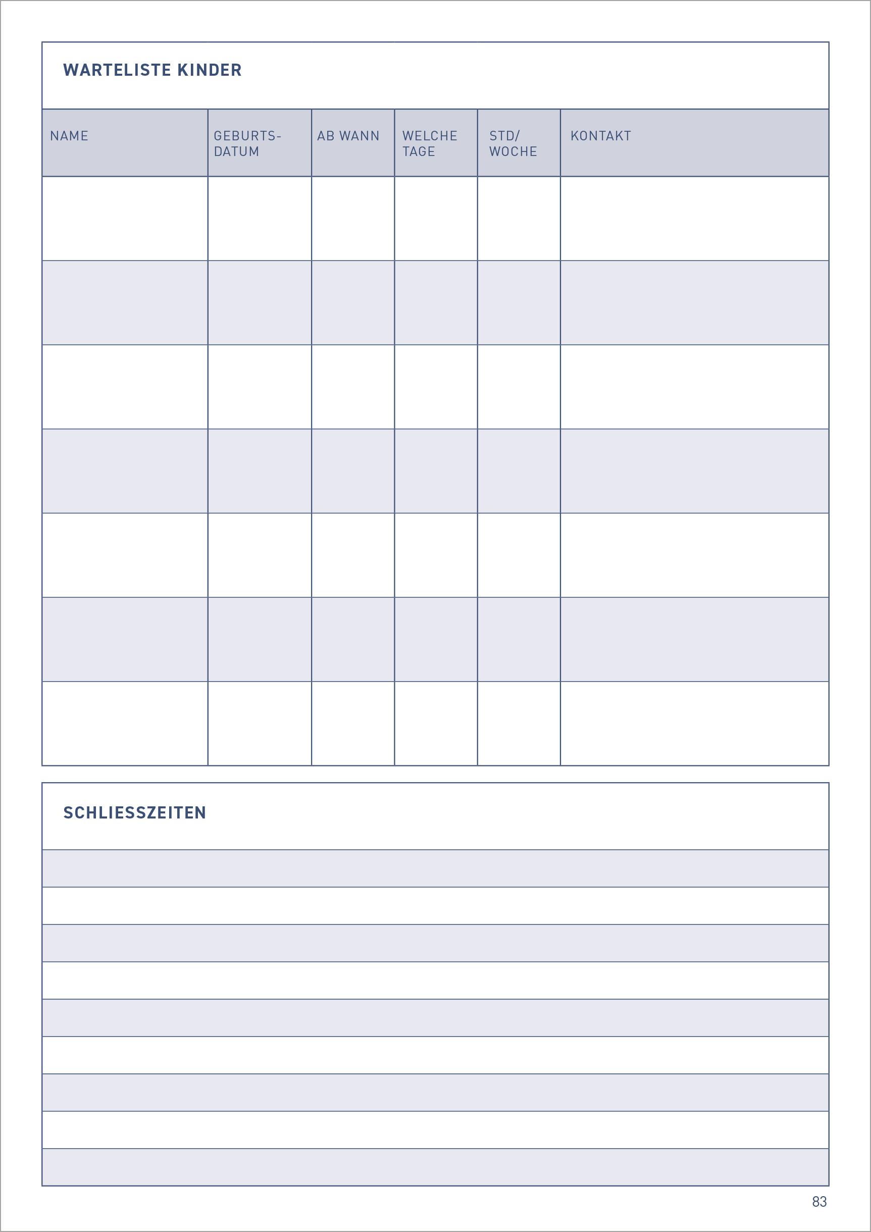 Beispielinhalt (Bild) Gruppentagebuch Krippe und Kindertagespflege