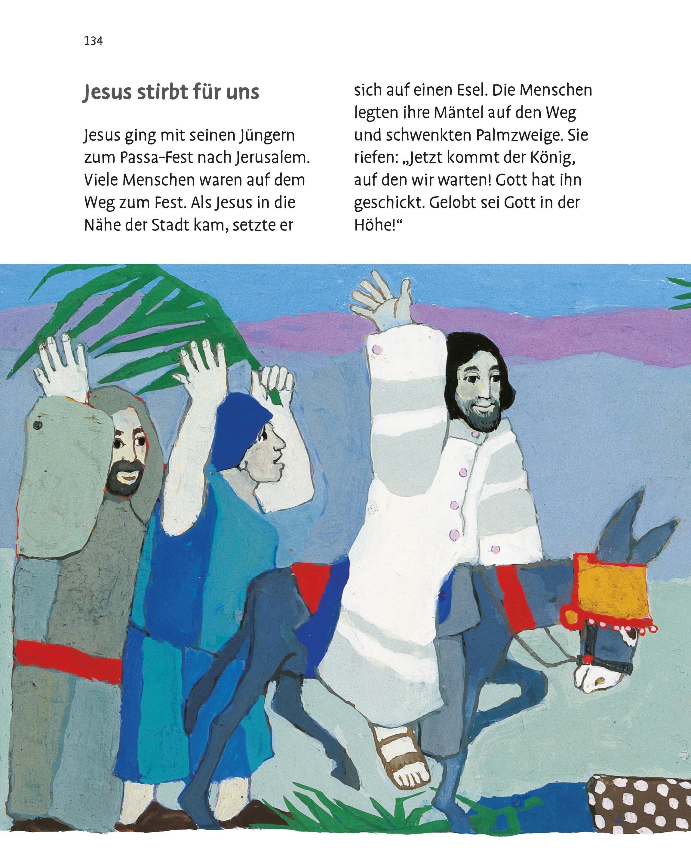 Beispielinhalt (Bild) Meine schönsten Bibelgeschichten. Der Kinderbuch-Klassiker mit Illustrationen von Kees de Kort. 24 kurze Erzählungen aus der Bibel. Für Kinder ab 2 Jahren & für Krippe, Kita und Gemeinde.