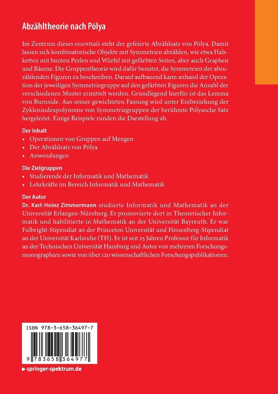 Rückseitencover Abzähltheorie nach Pólya