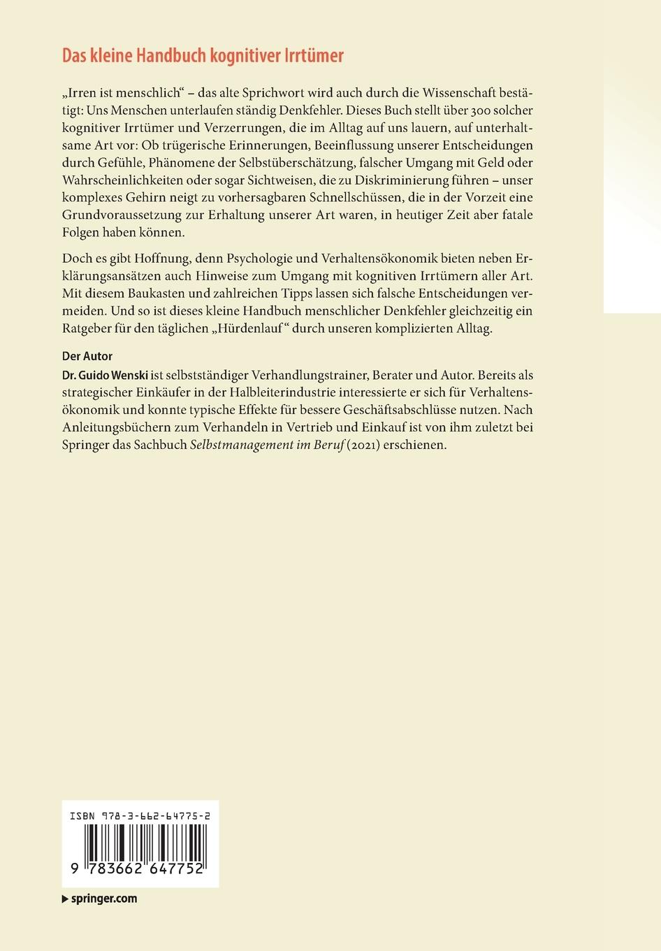 Rückseitencover Das kleine Handbuch kognitiver Irrtümer