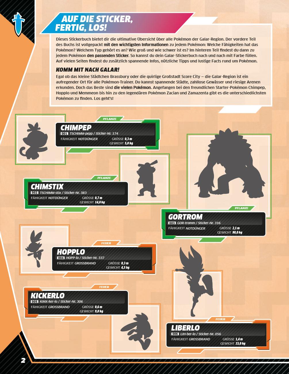 Beispielinhalt (Bild) Pokémon: Das ultimative Stickerbuch: Galar-Region