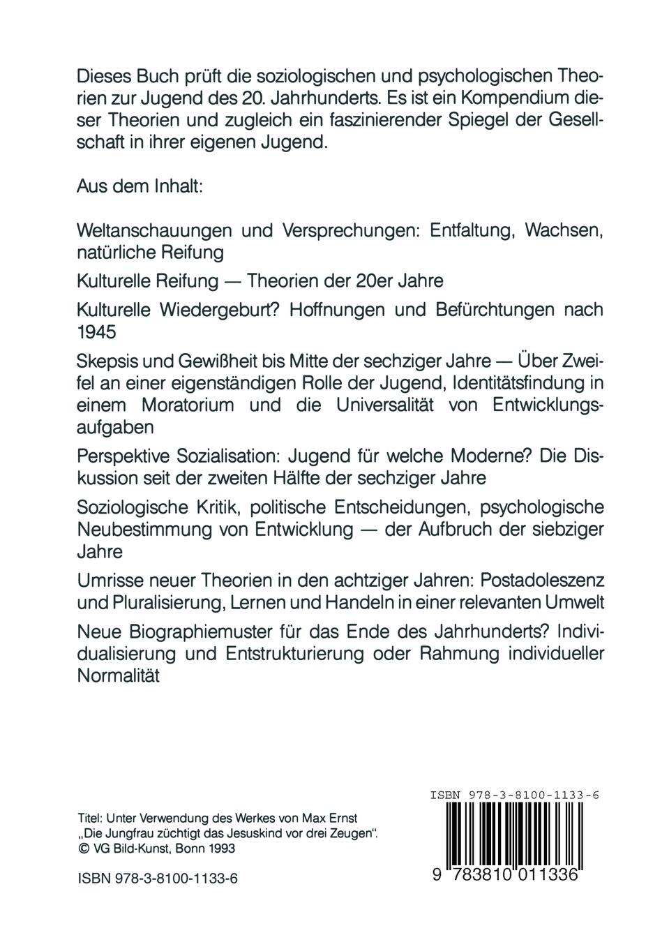 Rückseitencover Jugend vor der Moderne