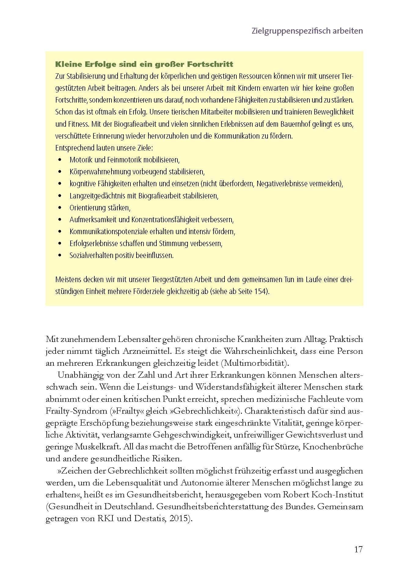 Beispielinhalt (Bild) Bauernhoftiere bewegen Seniorinnen und Senioren