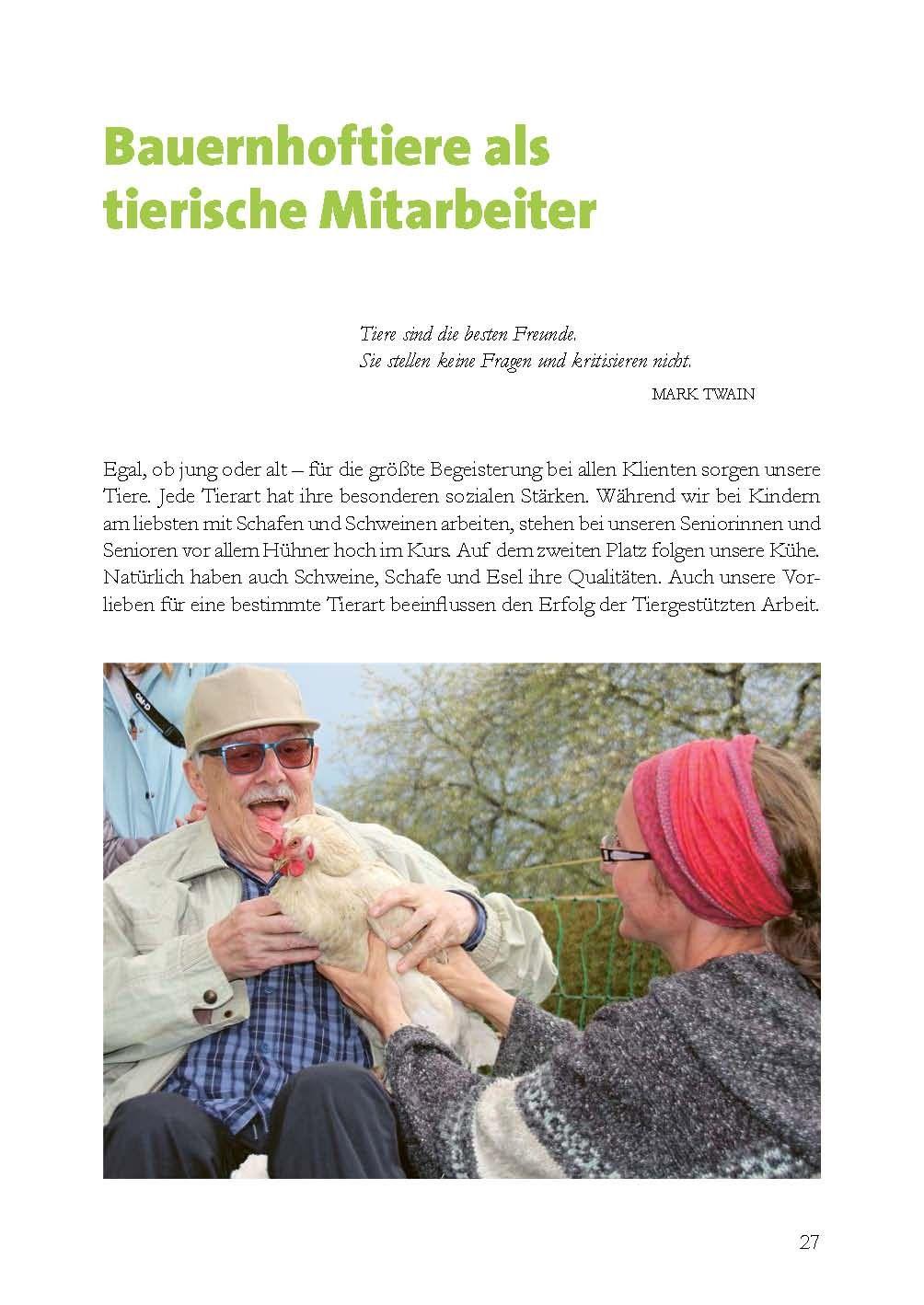 Beispielinhalt (Bild) Bauernhoftiere bewegen Seniorinnen und Senioren