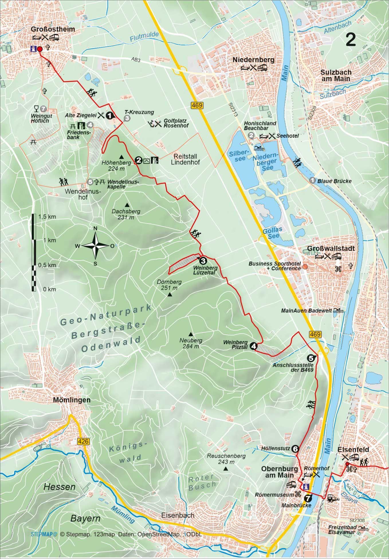 Beispielinhalt (Bild) Fränkischer Rotwein Wanderweg