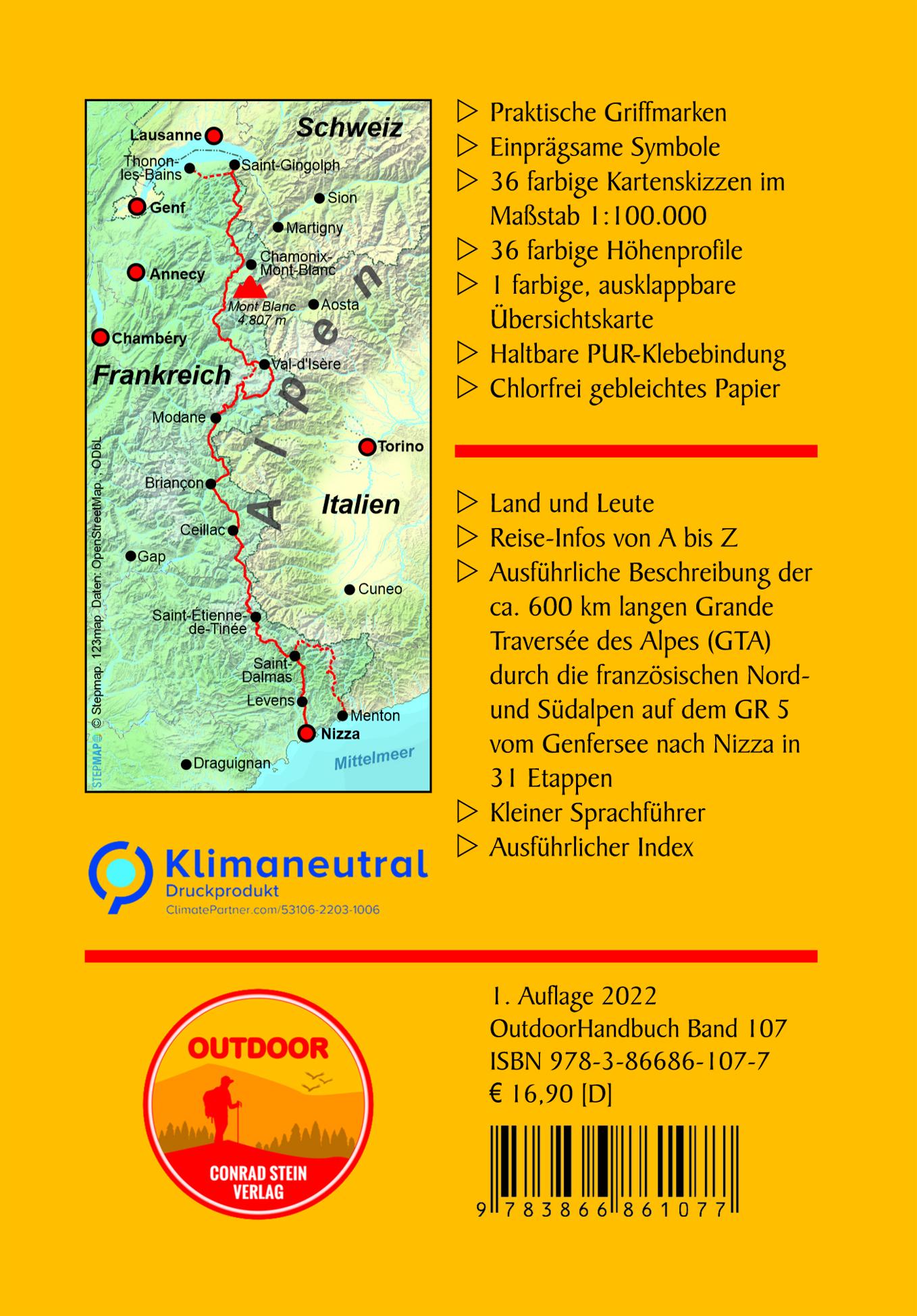 Rückseitencover Frankreich: GR 5 Genfersee - Nizza