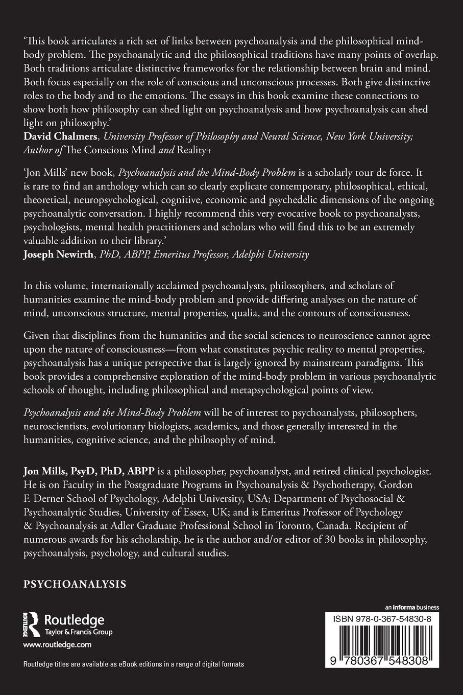 Rückseitencover Psychoanalysis and the Mind-Body Problem