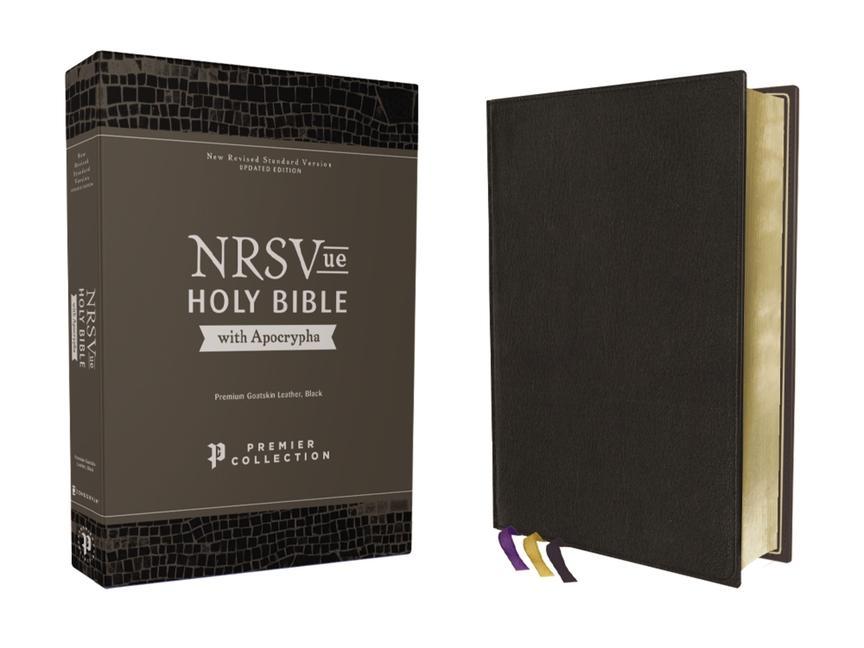 Vorderes Coverbild Nrsvue, Holy Bible with Apocrypha, Premium Goatskin Leather, Black, Premier Collection, Art Gilded Edges, Comfort Print