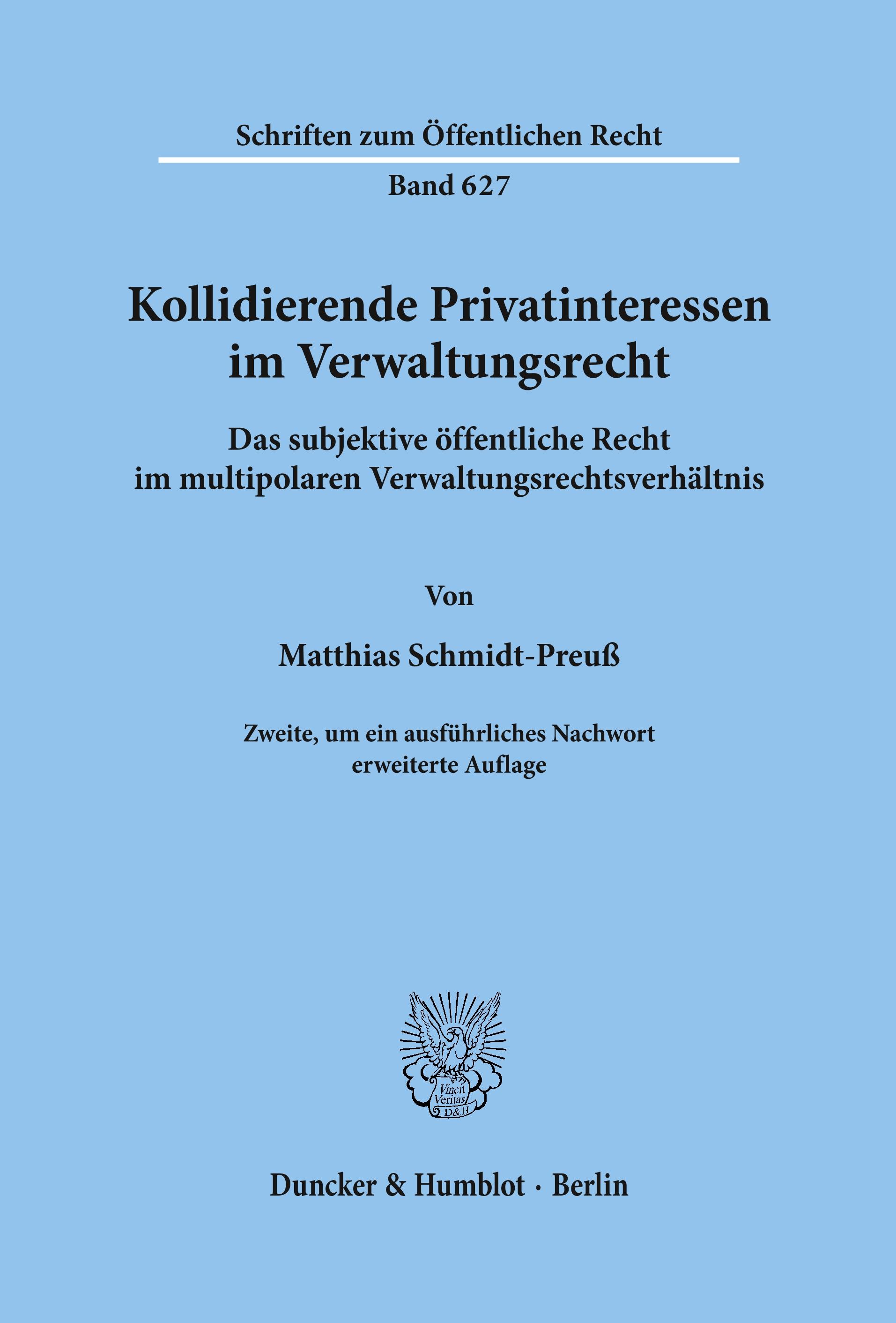 Vorderes Coverbild Kollidierende Privatinteressen im Verwaltungsrecht.