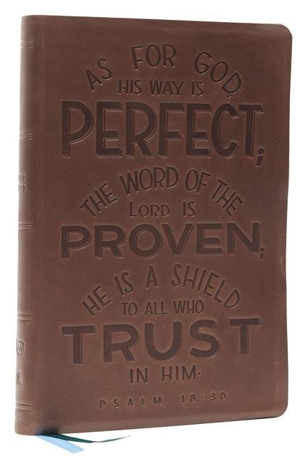 Vorderes Coverbild NKJV, Thinline Bible, Verse Art Cover Collection, Genuine Leather, Brown, Thumb Indexed, Red Letter, Comfort Print