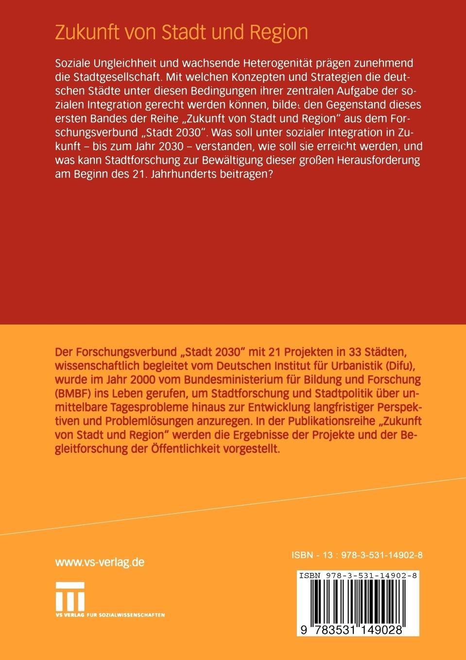 Rückseitencover Zukunft von Stadt und Region