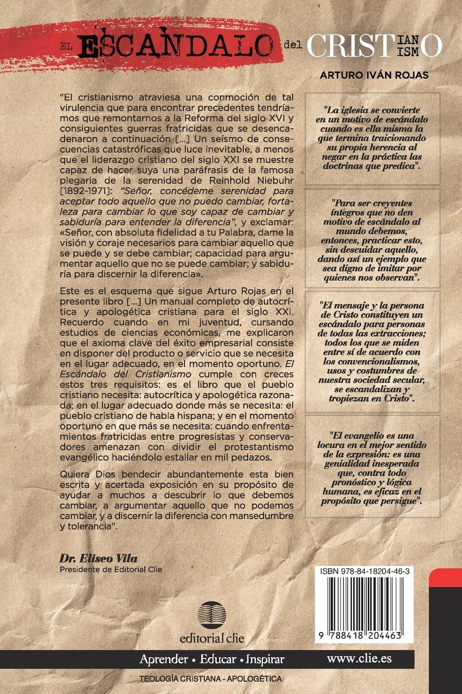 Rückseitencover El escándalo del cristianismo