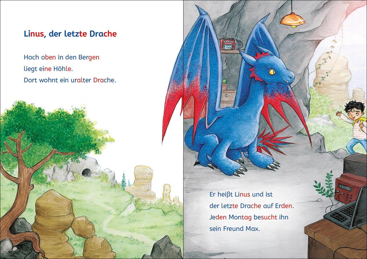 Beispielinhalt (Bild) Leselöwen Lesetraining 1. Klasse - Das geheimnisvolle Drachenei