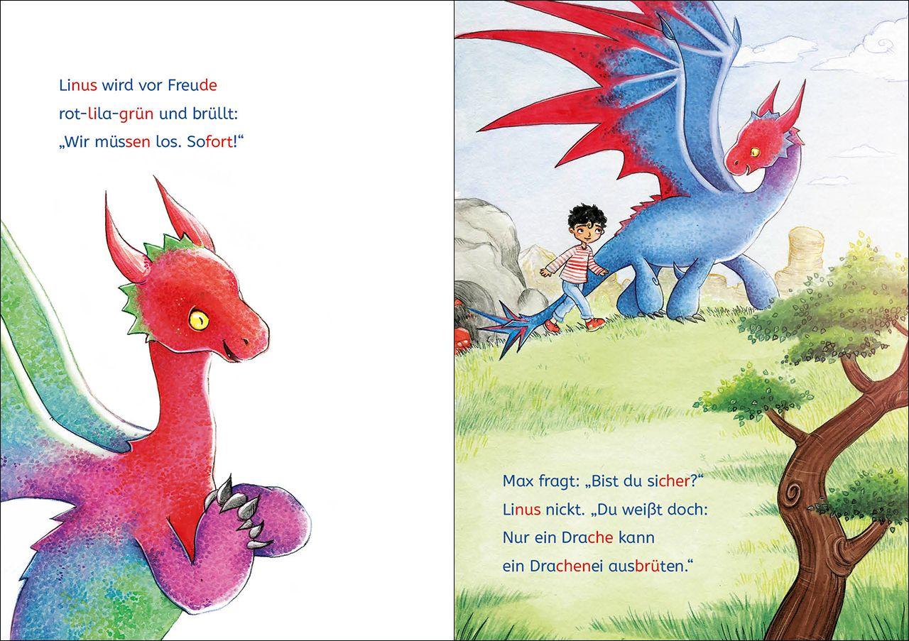 Beispielinhalt (Bild) Leselöwen Lesetraining 1. Klasse - Das geheimnisvolle Drachenei