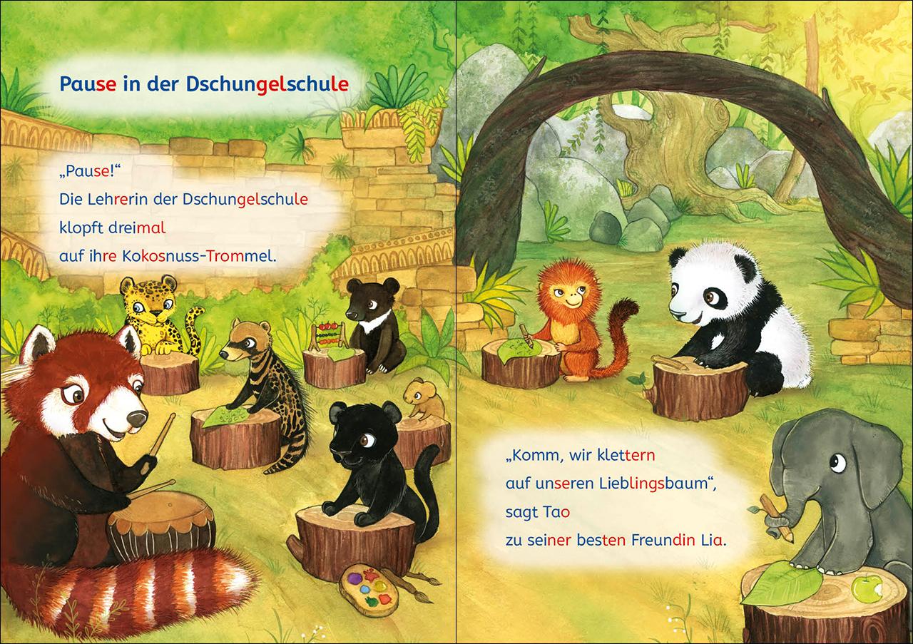 Beispielinhalt (Bild) Leselöwen Lesetraining 1. Klasse - Ein Panda in der Dschungelschule