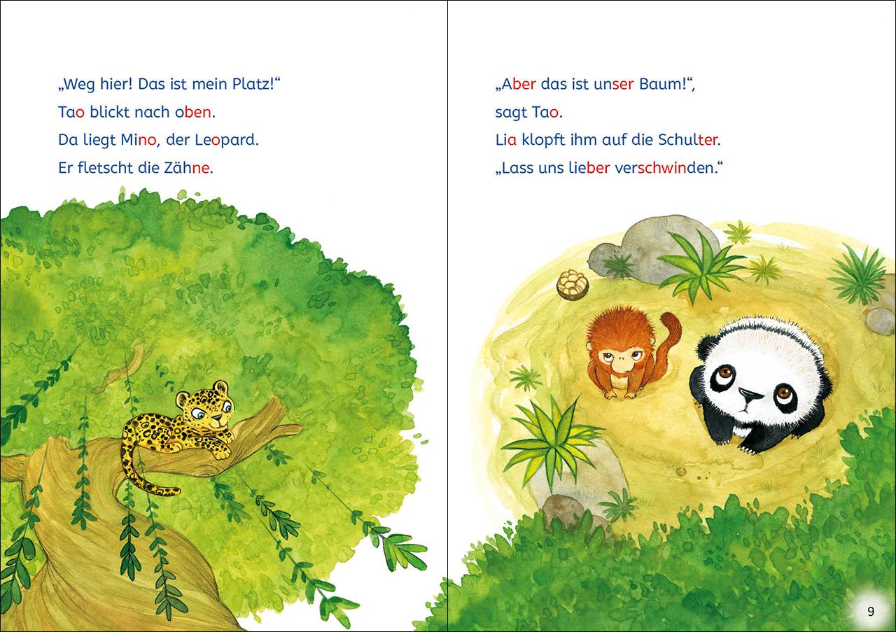 Beispielinhalt (Bild) Leselöwen Lesetraining 1. Klasse - Ein Panda in der Dschungelschule