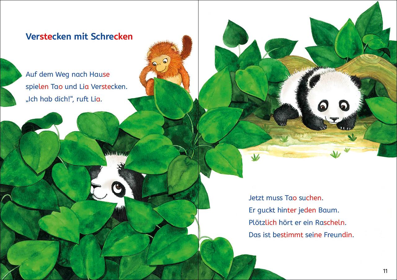 Beispielinhalt (Bild) Leselöwen Lesetraining 1. Klasse - Ein Panda in der Dschungelschule