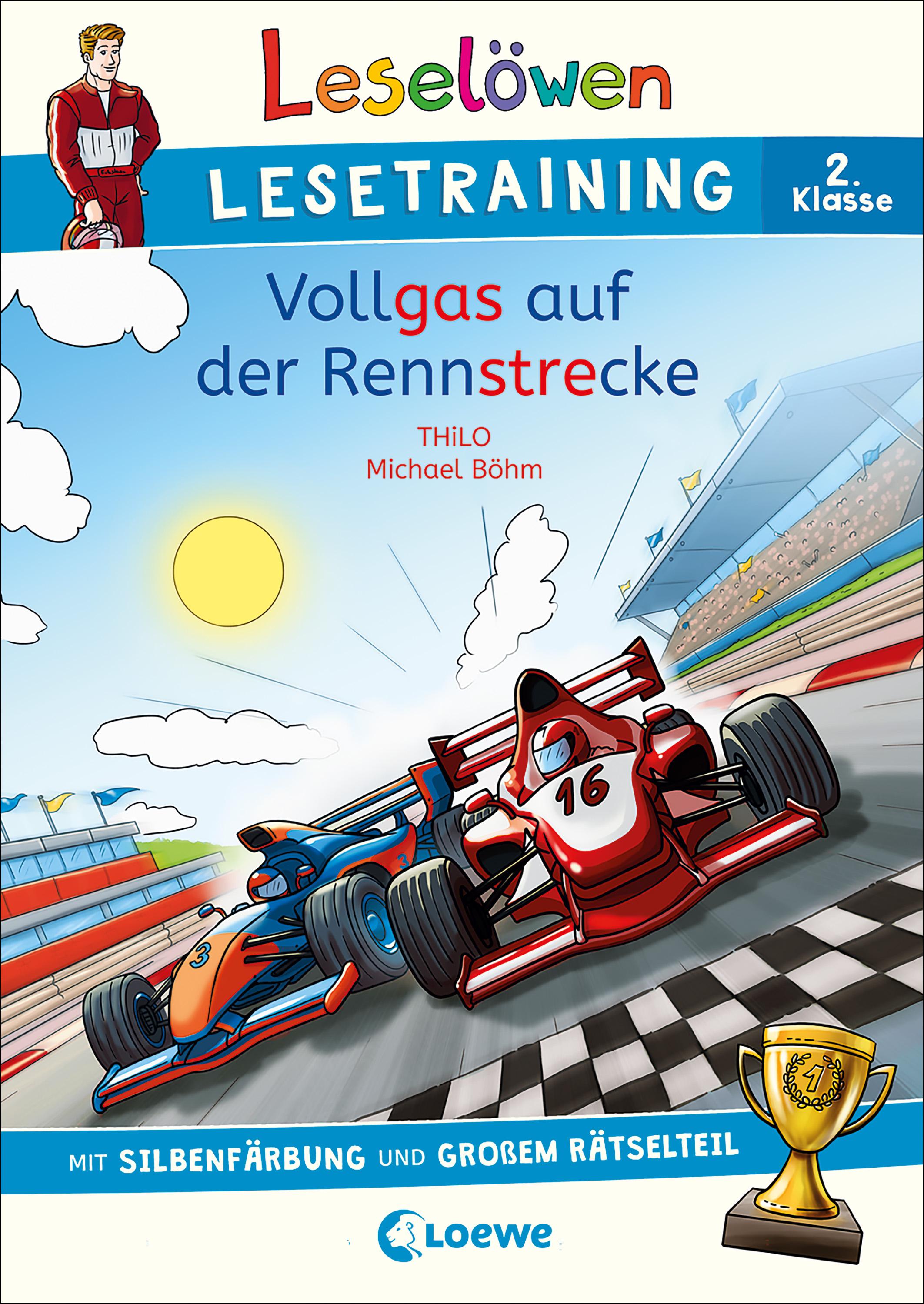 Vorderes Coverbild Leselöwen Lesetraining 2. Klasse - Vollgas auf der Rennstrecke