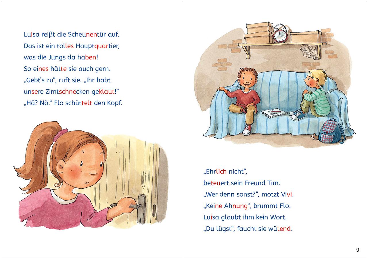 Beispielinhalt (Bild) Leselöwen Lesetraining 2. Klasse - Ein Fall für die Mädchenbande