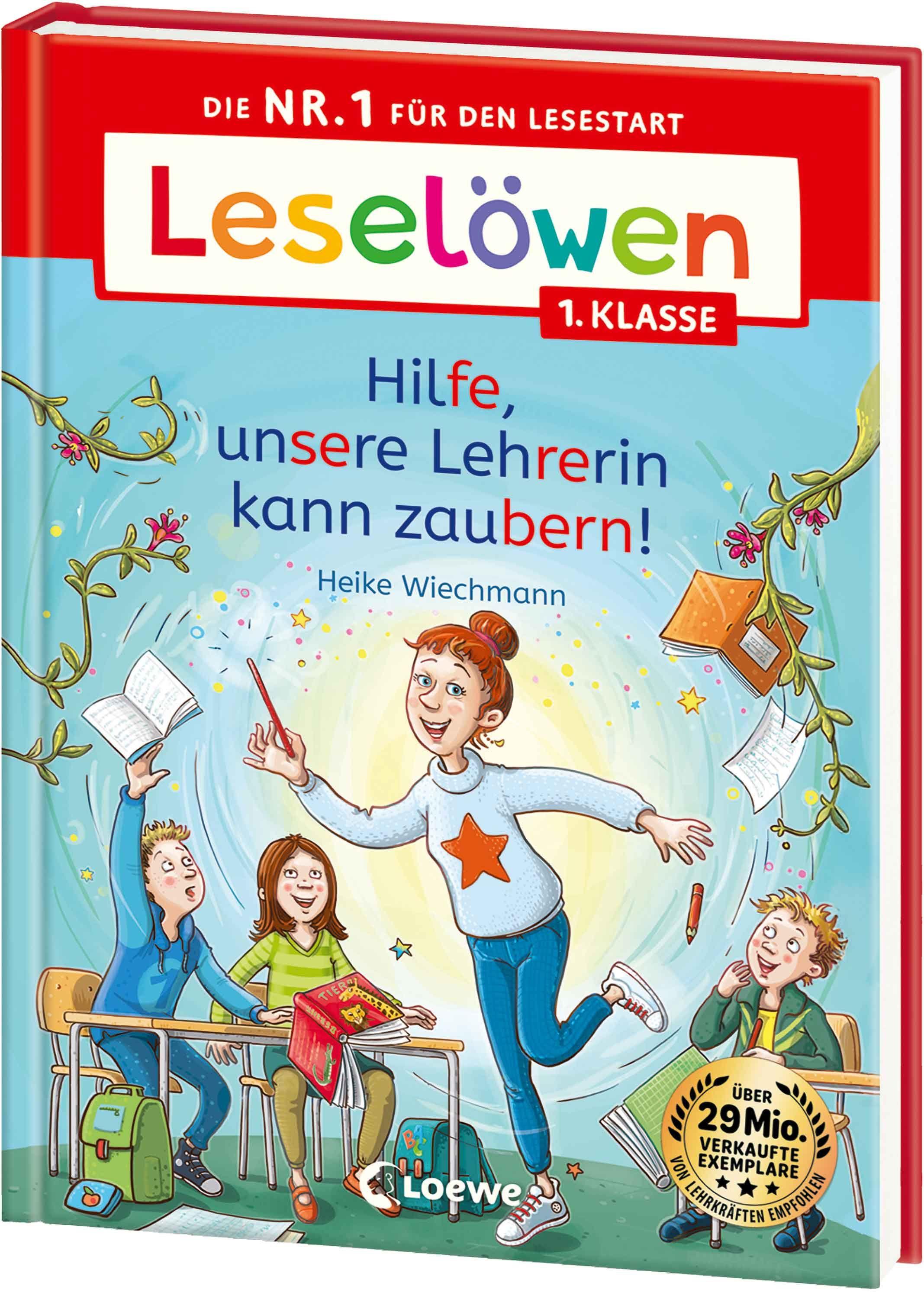 Vorderes Coverbild Leselöwen 1. Klasse - Hilfe, unsere Lehrerin kann zaubern!
