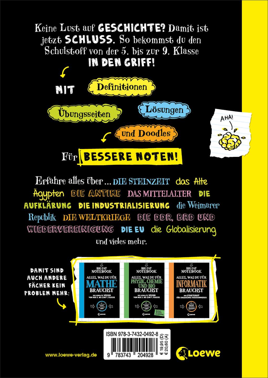 Rückseitencover Big Fat Notebook - Alles, was du für Geschichte brauchst